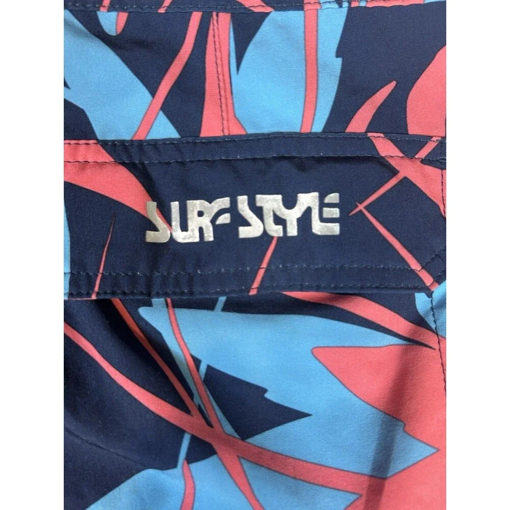 Vintage Surf Style 90's‎ Hawaiian Floral Beach Board Shorts Drawstring Retro 34